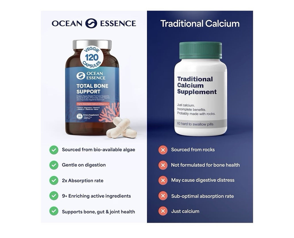 OCEAN ESSENCE Total Bone Support Plant-Based Algae Calcium Supplement 120capsule