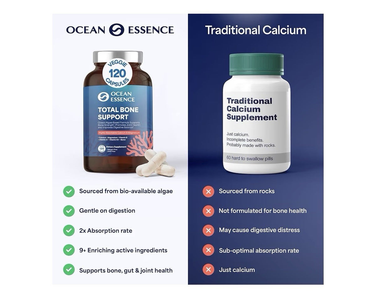 OCEAN ESSENCE Total Bone Support Plant-Based Algae Calcium Supplement 120capsule