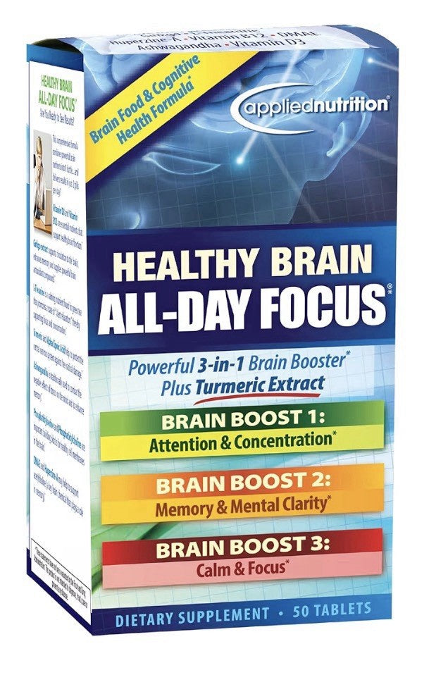 Applied Nutrition Healthy Brain All-Day Focus Memory Mental Clarity Calm 2 Pack
