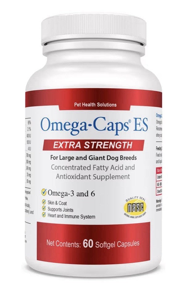 Omega Caps ES  Omega-3 & 6 Extra Strength Large and Giant Dogs Breeds 60capsules