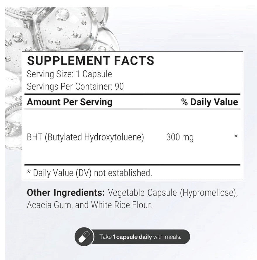 Supersmart BHT Butylated Hydroxytoluene Supplement 300mg per Day 90 Capsules