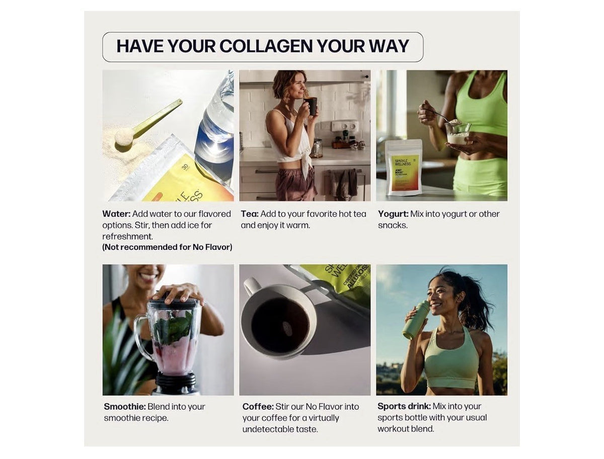 Sparkle Wellness Joint Boost Collagen Powder Mobility Ligament Health Açai Lemon