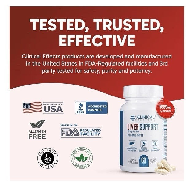 Clinical Effects Liver Support Natural Milk Thistle and Zinc Supplement 60 Caps