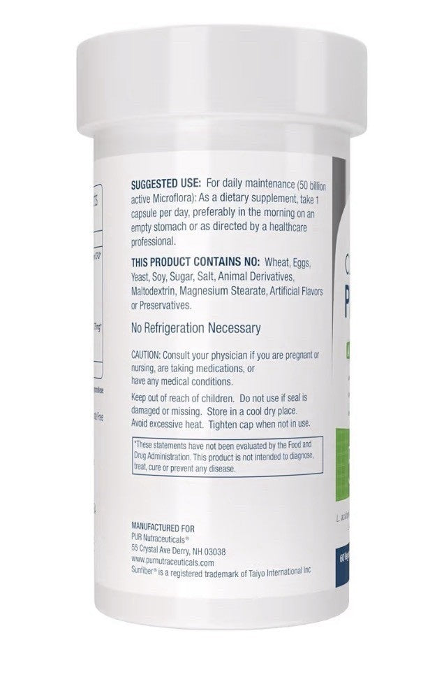 PUR Nutraceuticals Probiotics Clinical Grade 50 Billion CFUs Prebiotic 60capsule