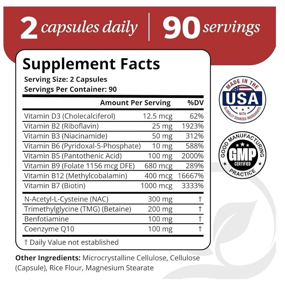 DrVmd Healthy Blood Flow Vascular Control NAC CoQ10 Benfotiamine Betaine 180caps