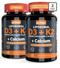 2 Pack Nextdia Liposomal D3 + K2 (MK4 & MK7) + Calcium Bone Muscle Circulation