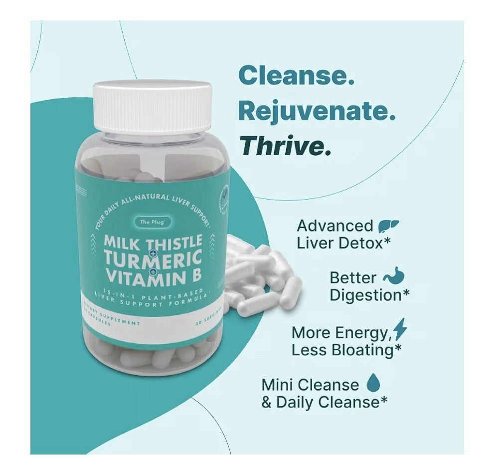 The Plug Liver Cleanse Detox Repair Milk Thistle (Silymarin), Turmeric 60Capsule