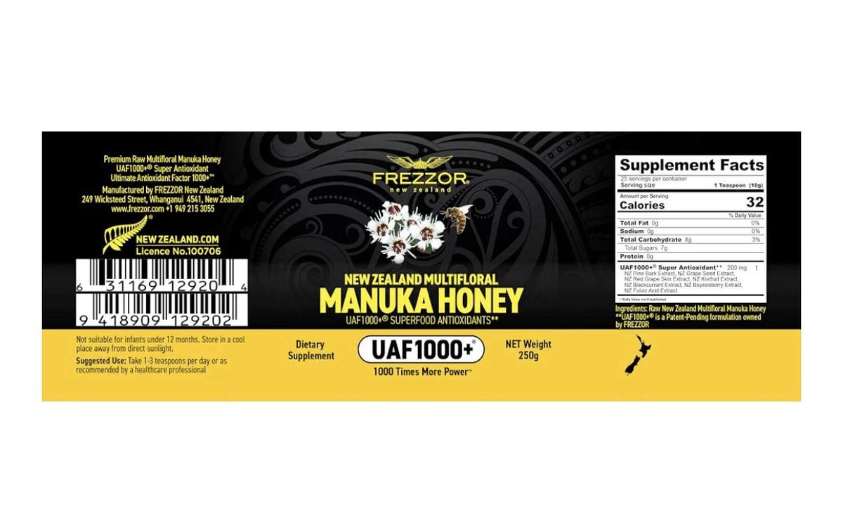 2 Pack FREZZOR Manuka Honey New Zealand Raw Multifloral UAF1000+ Antioxidants