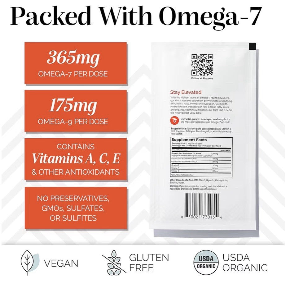 3 Pack sibu Omega-7 Sea Buckthorn For Healthy Skin Hair Nails Dryness