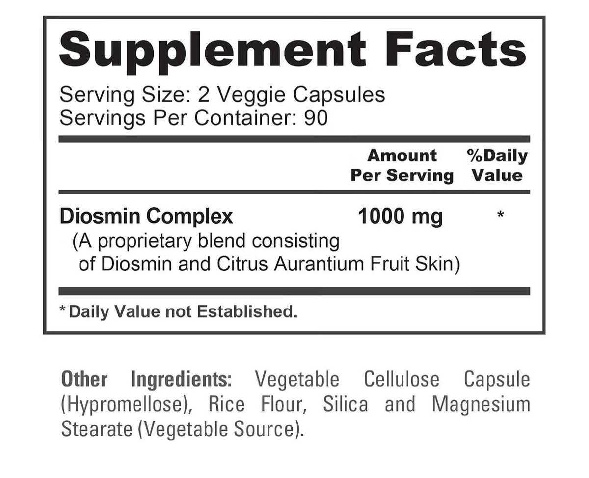 NusaPure Diosmin Complex 1000mg Per Serving 2 Pack 180 Veg Capsules Each Pack