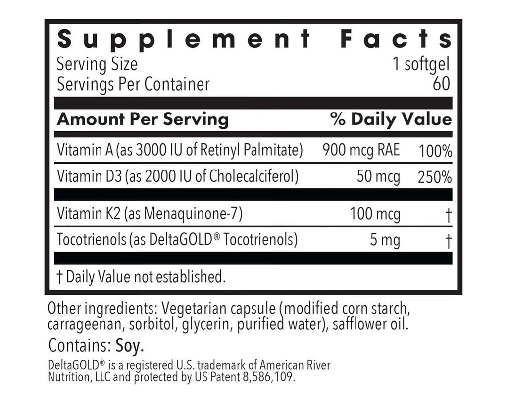 Allergy Research Group Vitamin D3 Complete 5000 High Potency With A & K2 60caps