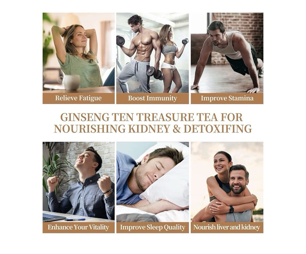 Rlvym Ginseng Ten Treasures Kidney Care Cleanse 10 Natural Ingredient 30Teabags