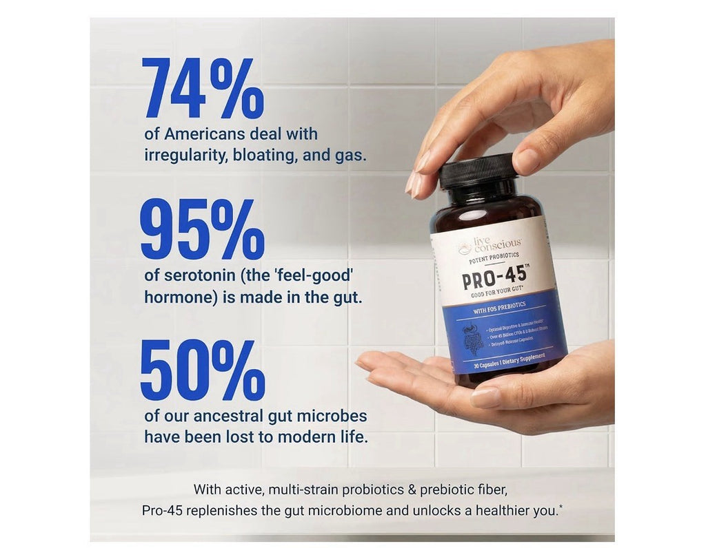 Live Conscious PRO 45 Probiotics With FOS Prebiotics for Women & Men 2 Pack