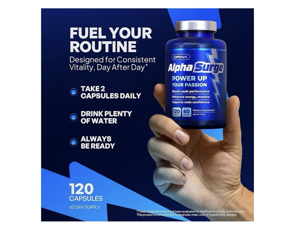 AlphaSurge Power Up Your Passion Male Enhancing Testosterone Booster 120 Capsule