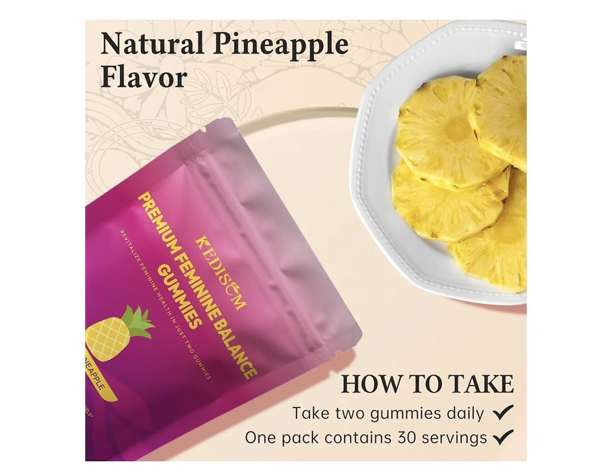 Kedisom Feminine Balance Hawaiian Pineapple Support Healthy PH Levels 60Gummies