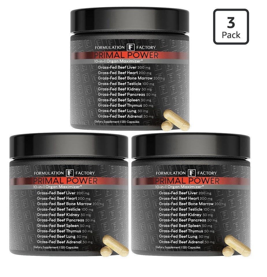 3 Pack Formulation Factory Primal Power Beef Liver 10-in-1 Organ Maximizer