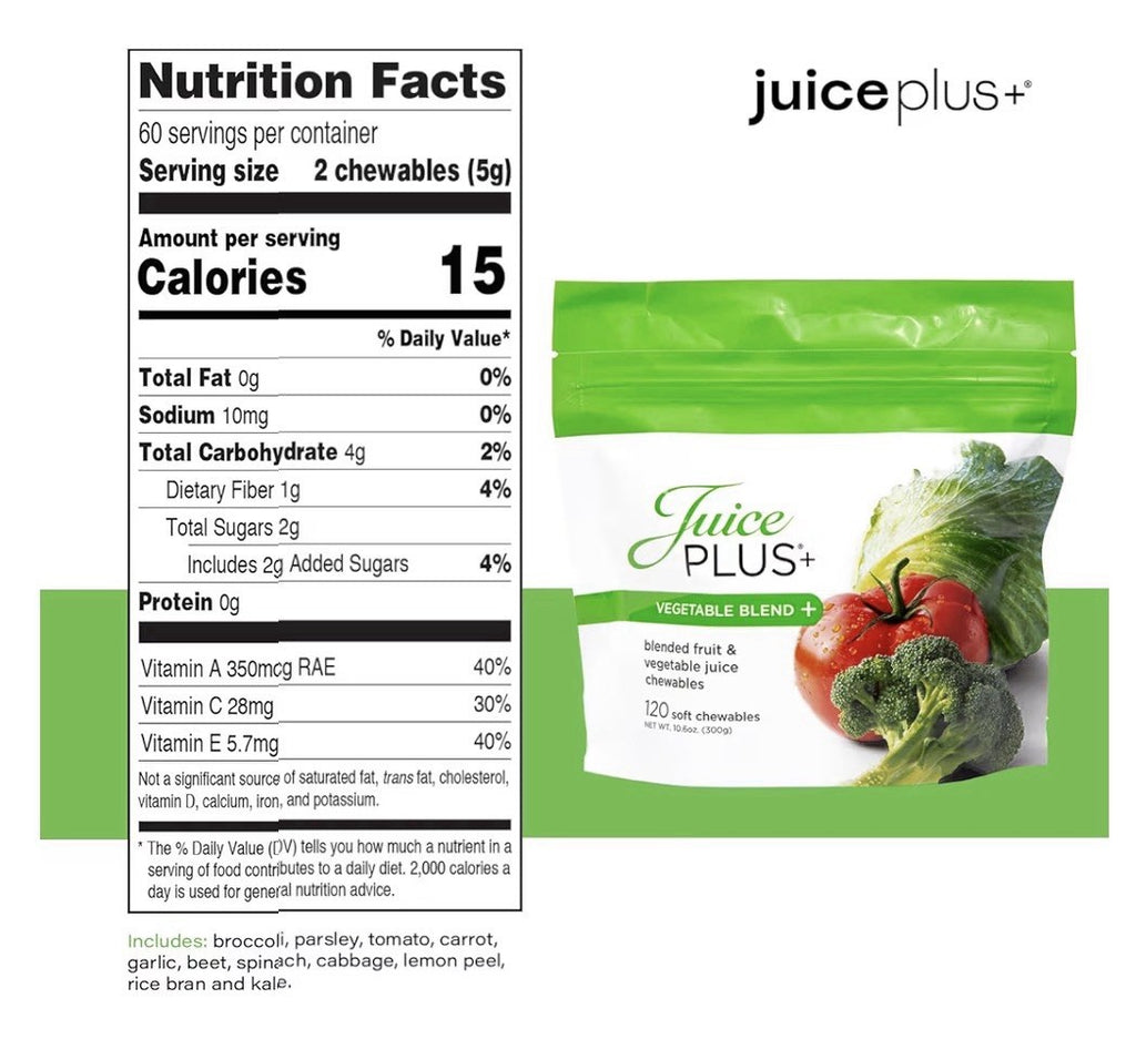 JuicePlus+ Vegetable Blend + Soft Chews Chewables Delicious Vegan 120 Chewables