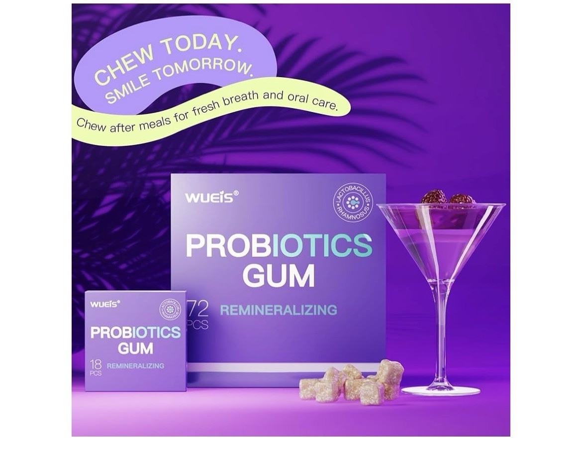 Remineralizing Probiotics Gum with Xylitol Nano Hydroxyapatite Pack Of 4