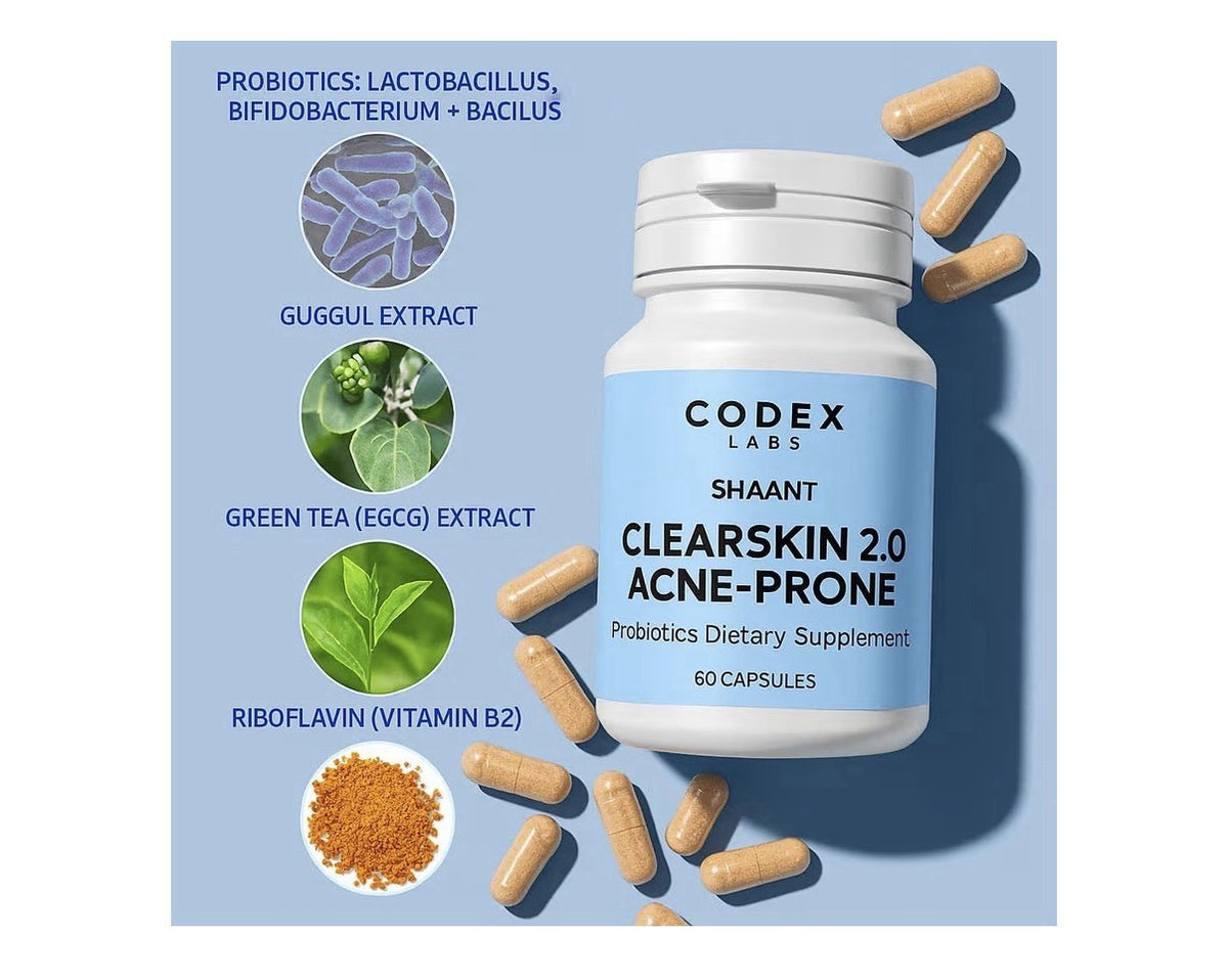 Codex Labs Shaant Clear Skin 2.0 Acne Prone Probiotics Supplement 60 Capsules