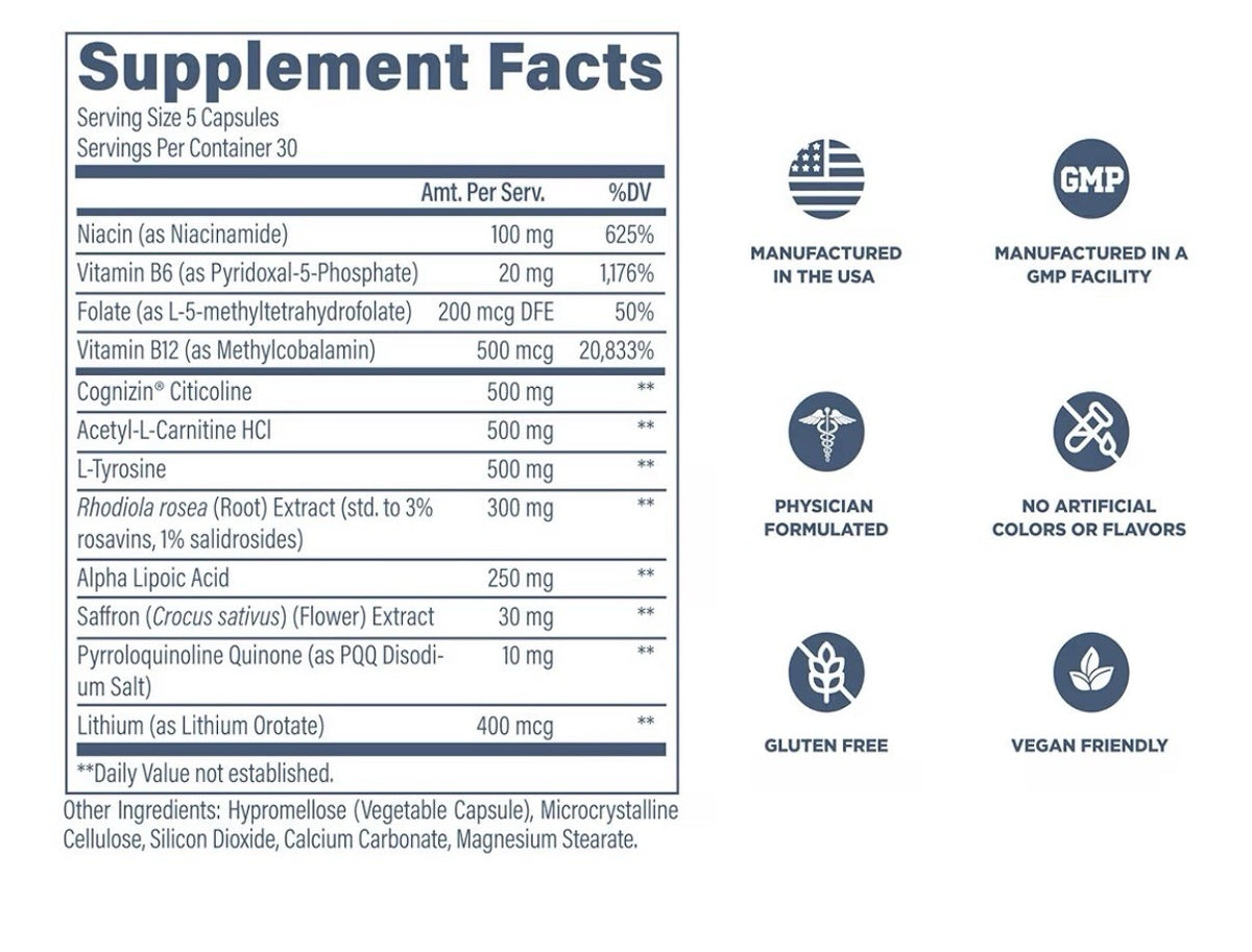 Revive Brain Supplement Nootropic Memory Focus Support Cognitive Health 150 Caps