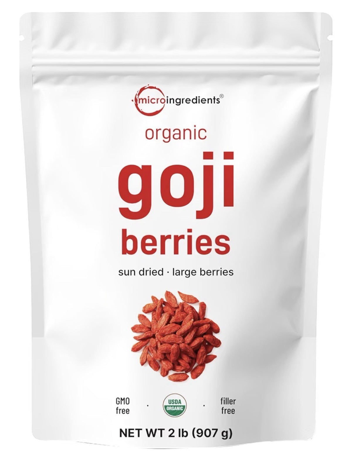 Micro Ingredients Organic Goji Berries Large Whole Sun Dried Berries 2lbs