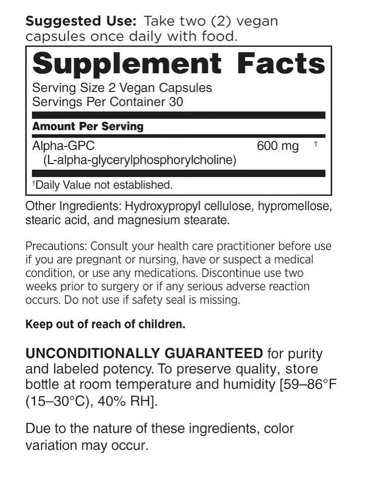 DOCTORS' PREFERRED Alpha GPC Supports Serum Free Choline Levels 60 Vegan Capsule