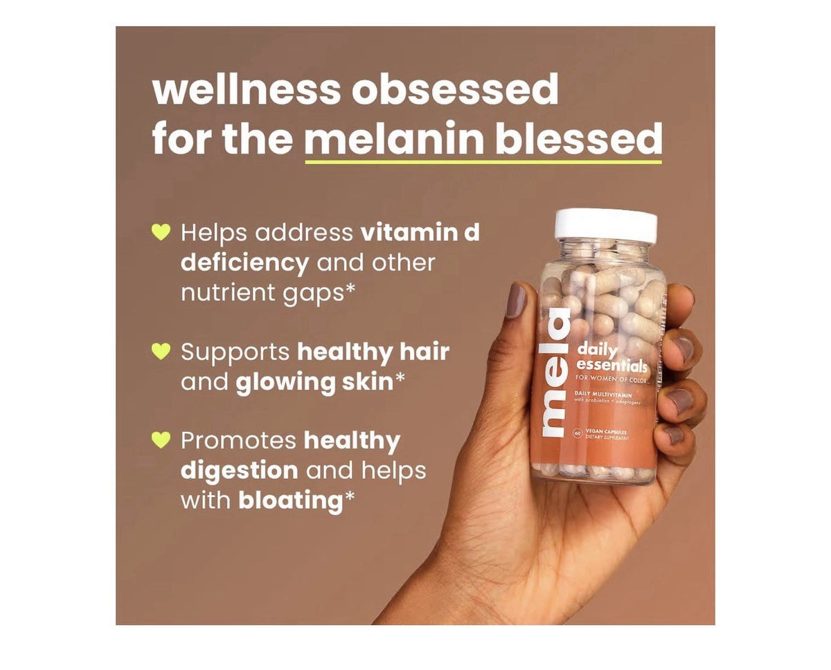 Mela Daily Essentials Multivitamin for Melanated Women Probiotics 60 Capsules