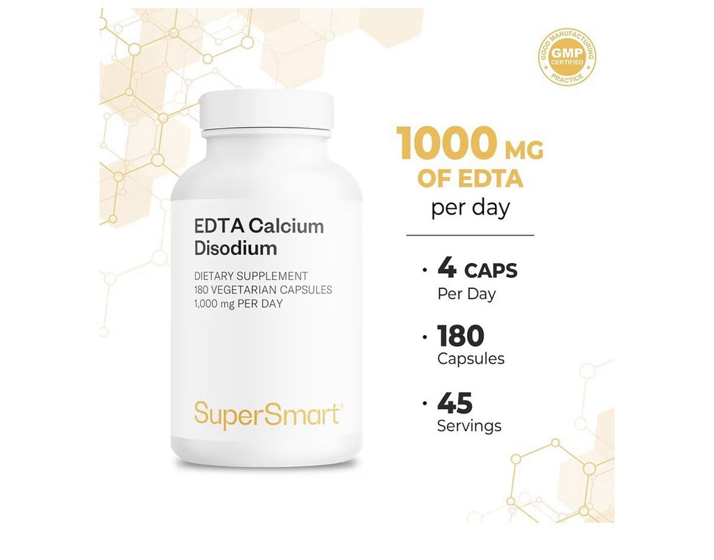 SuperSmart EDTA Calcium Disodium 1000mg per Day Dietary Supplement 180 Capsules