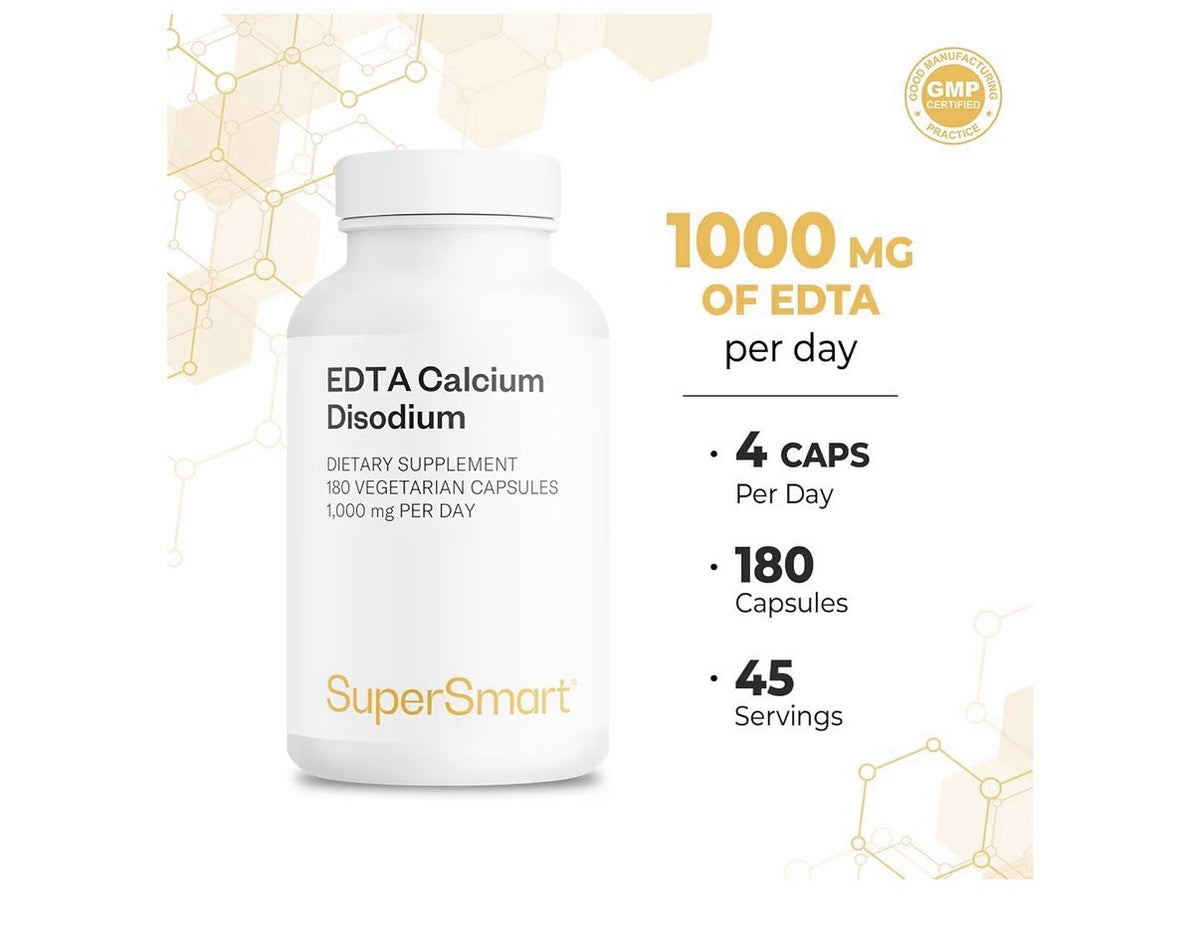 SuperSmart EDTA Calcium Disodium 1000mg per Day Dietary Supplement 180 Capsules