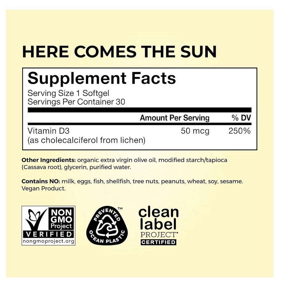 HUM Here Comes The Sun Vitamins N D3 Immune Bone Health Support Supplement 30cap