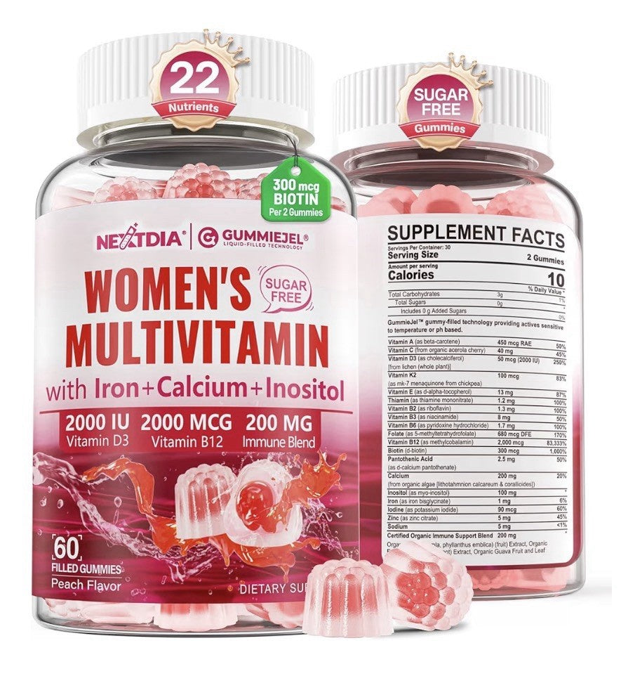 2 Pack Nextdia Women’s Multivitamin Iron Calcium Inositol D3 B12 Immune Blend