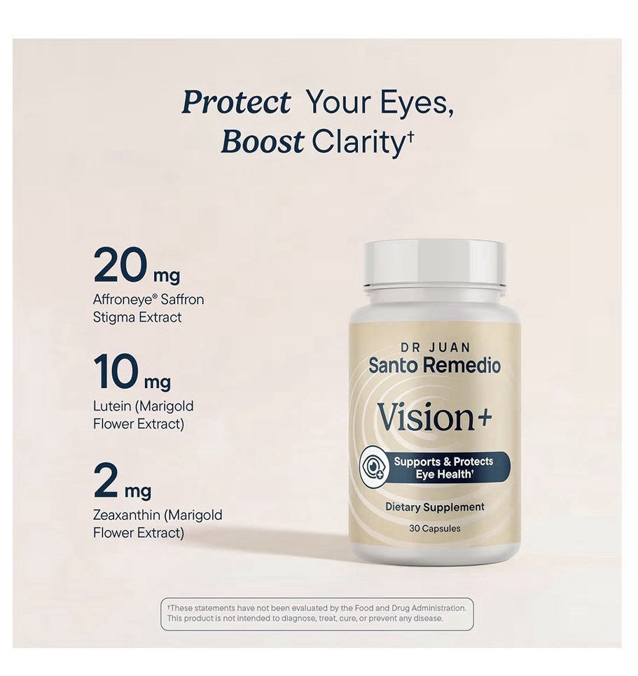 Santo Remedio Vision+ Supports & Protects Eye Health Dietary Supplement 30 Caps