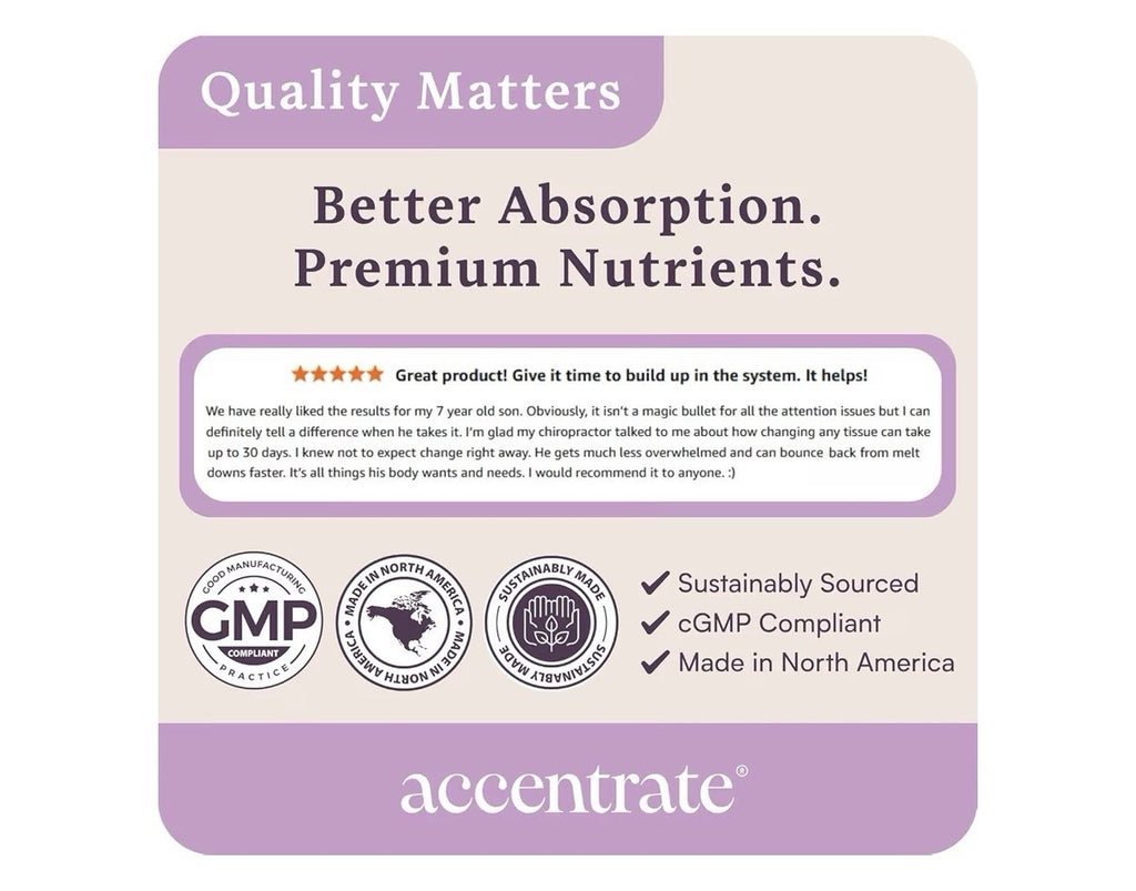 Accentrate Combo Focus Kids Supplement Methylated Vitamin B Complex Omega 30Caps