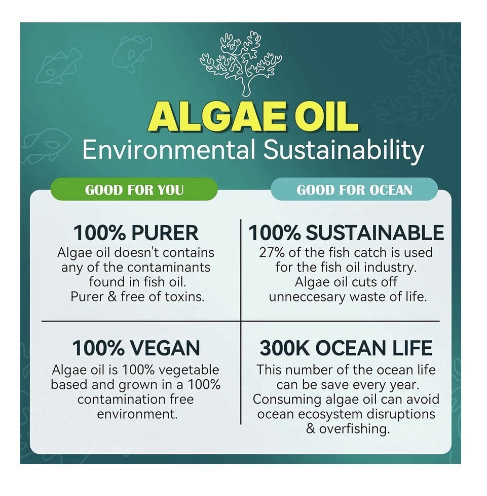 Neviss Vegan Algae Omega-3 DHA + EPA Gummies for Adults No Fishy Taste 60Gummies