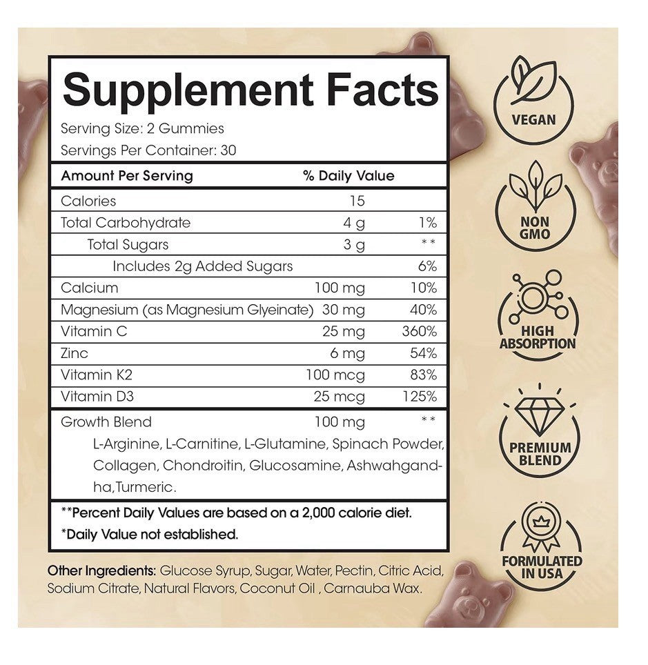 HighSpot Height Growth Bone Growth Strength Vitamin Calcium Magnesium 120Gummies