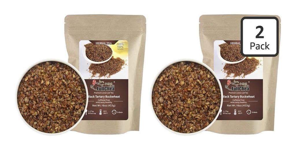 2 Pack FullChea Black Tartary Buckwheat Tea Loose Leaf Herbal Roasted Himalayan