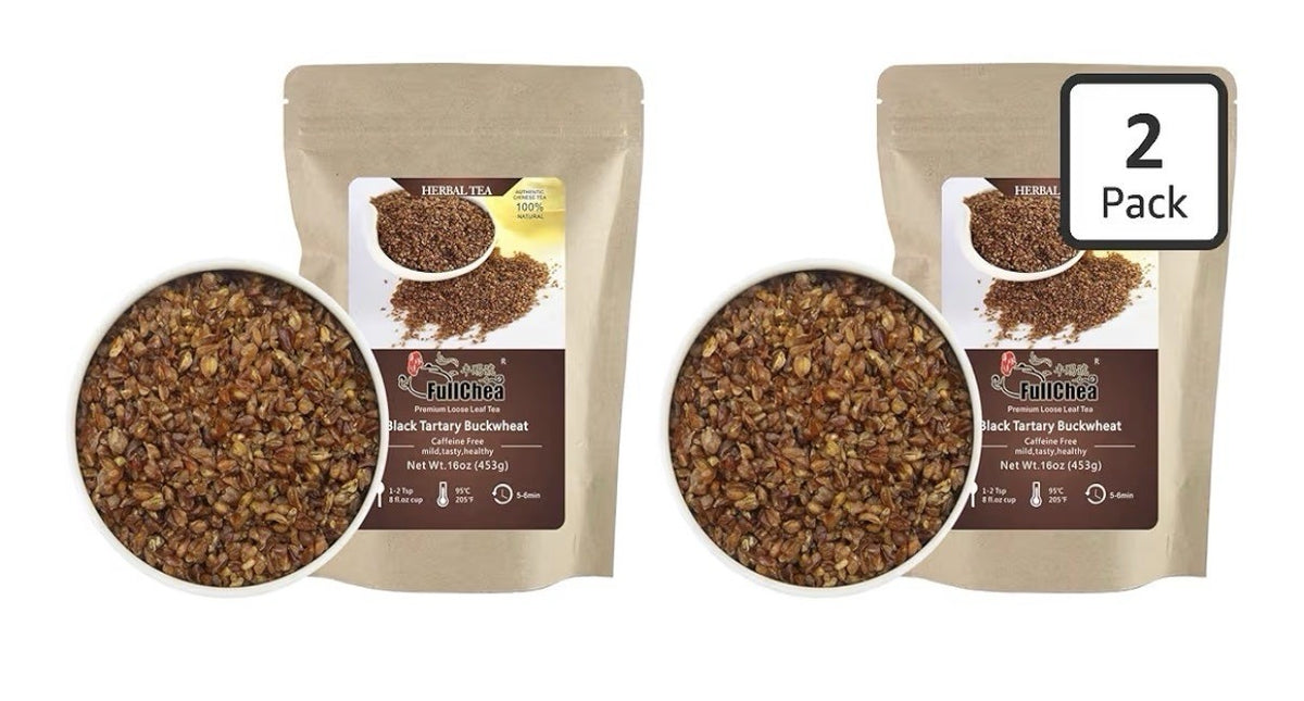 2 Pack FullChea Black Tartary Buckwheat Tea Loose Leaf Herbal Roasted Himalayan