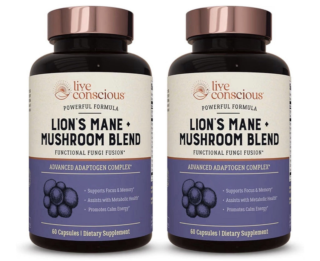 Live Conscious Lion’s Mane Mushroom Blend Brain Focus Memory Calm Energy 2 Pack