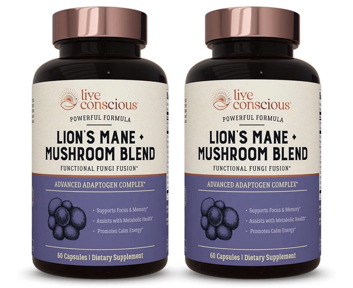 Live Conscious Lion’s Mane Mushroom Blend Brain Focus Memory Calm Energy 2 Pack