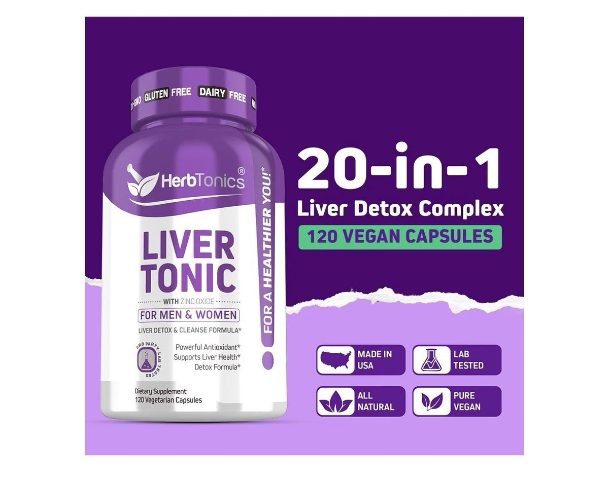 2 Pack Herbtonics Liver Tonic Liver Support Cleanse Detox Repair 4 Month Supply