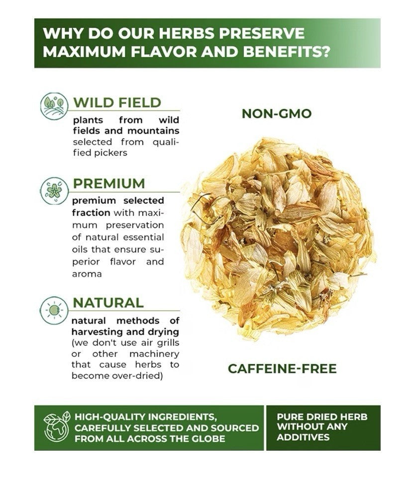 Wildfield Hops Flower Tea Dried Herbal (Humulus Lupulus) Lupulo Entero 50TeaBags