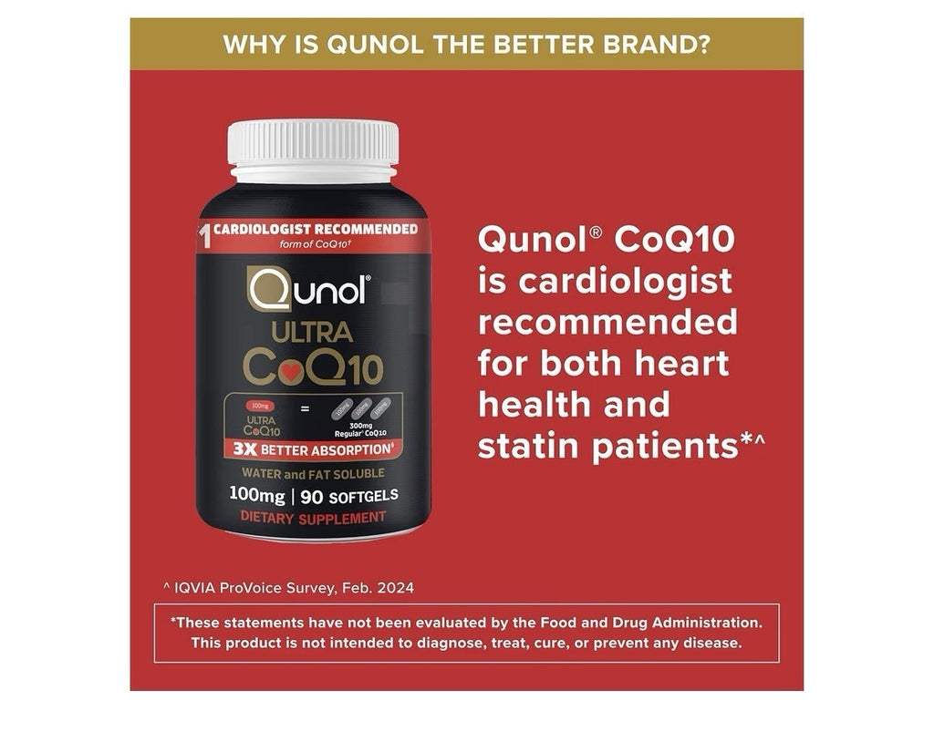 Qunol Ultra CoQ10 100mg 3x Better Adsorption Water And fat Soluble 60 Softgels
