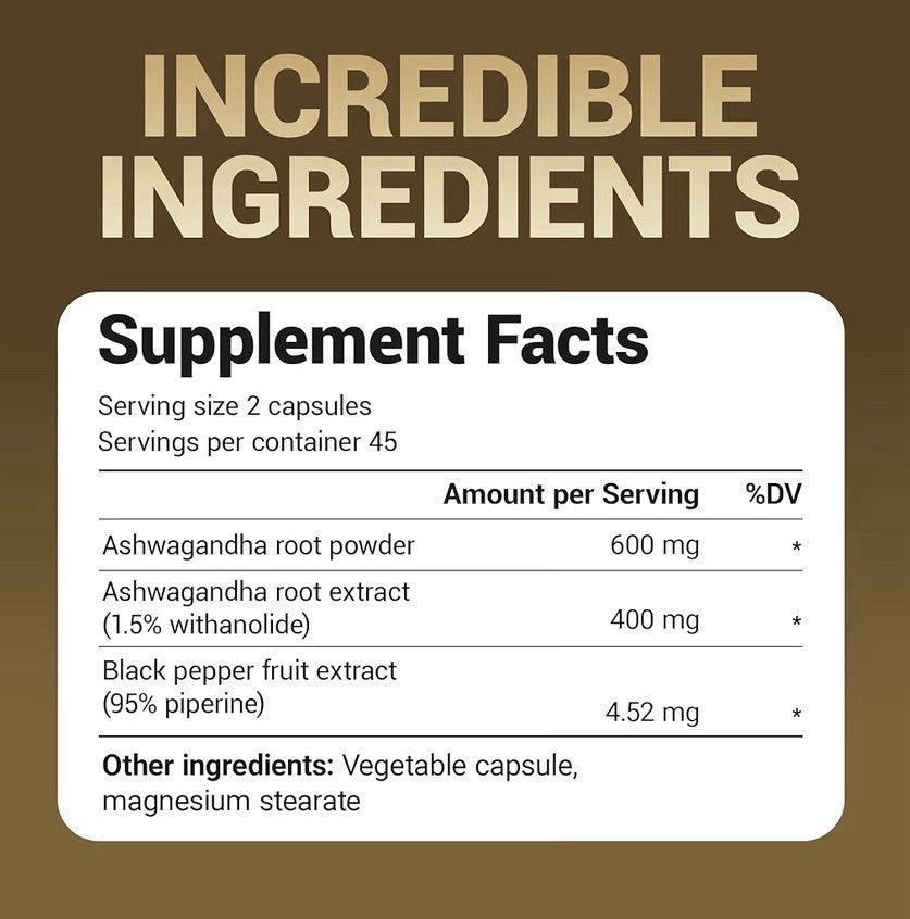 Dr. Berg Ashwagandha Root 1000mg With Black Pepper Stress Mood Support 90Capsule