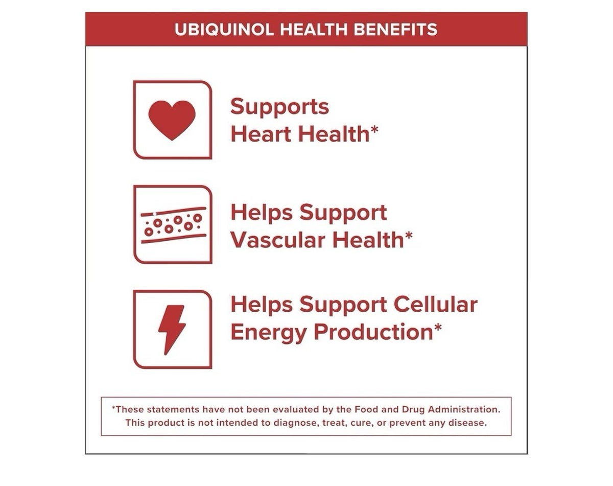 Qunol Mega CoQ10 Ubiquinol 100mg CoenzymeQ10 Antioxidant Heart Health 100softgel