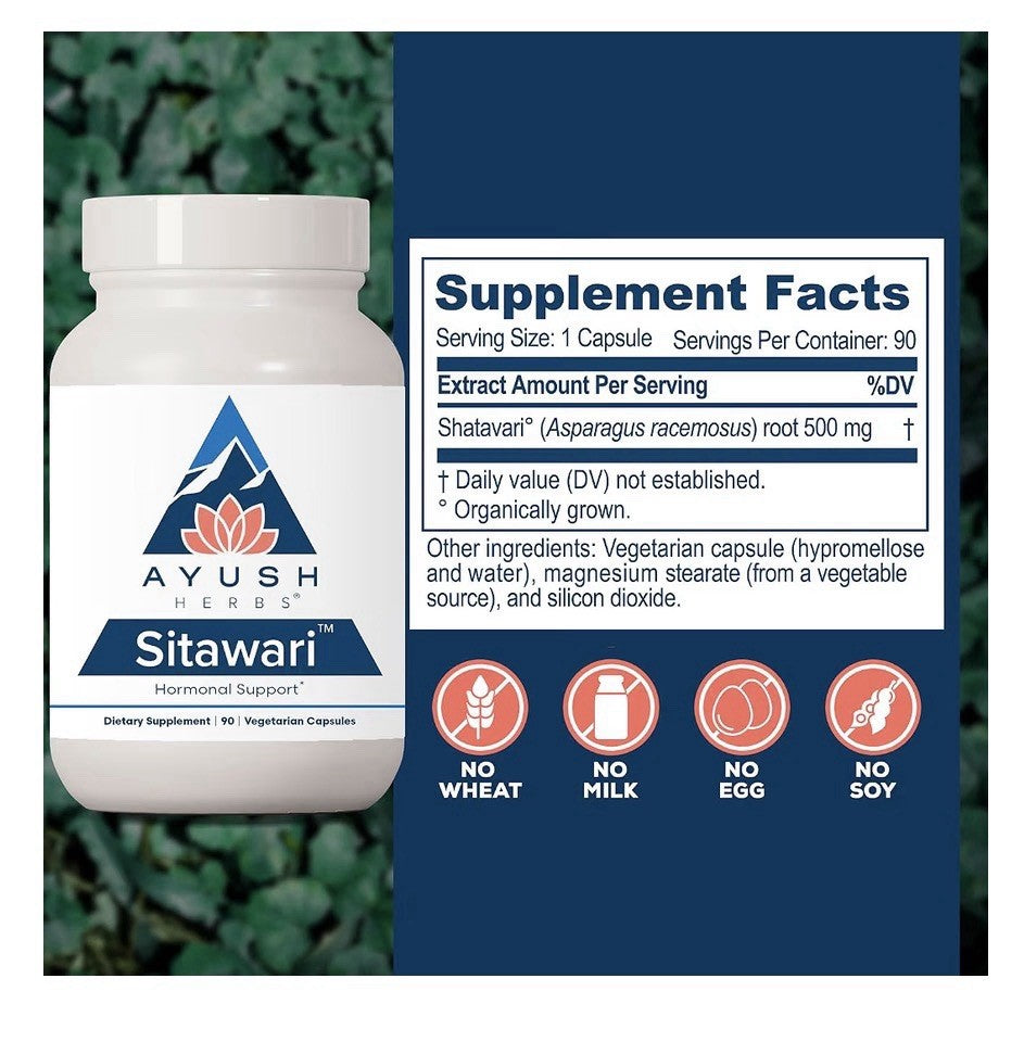 Ayush Herbs Sitawari Hormonal Support Shatavari for Women 90 Capsules