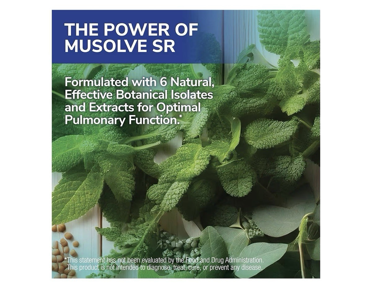 MuSolve SR Respiratory Health Support Supplement Help Dissolve Mucus 90 Capsules