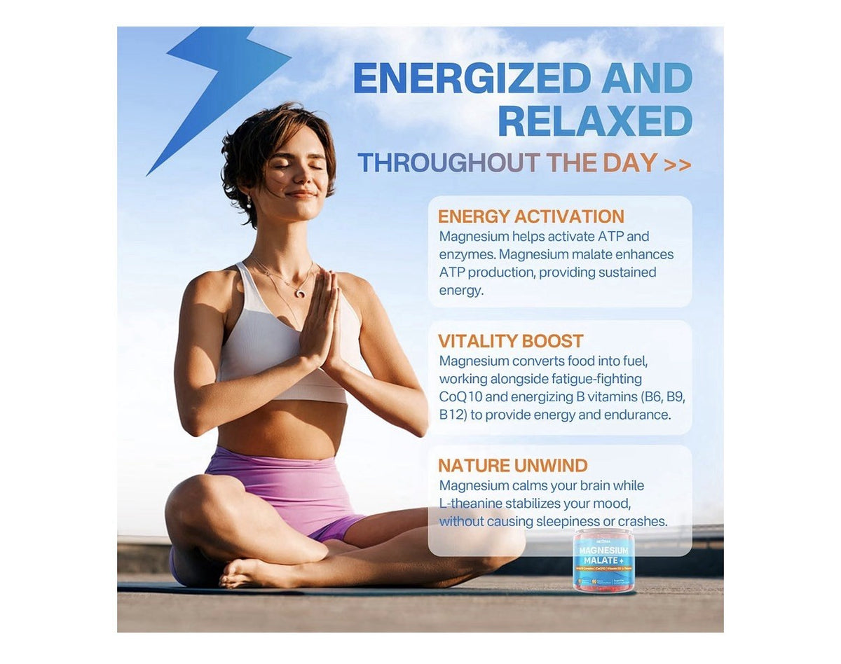 Nextdia Magnesium Malate +  Gummies for Adults Energy Muscle Support 2 Pack