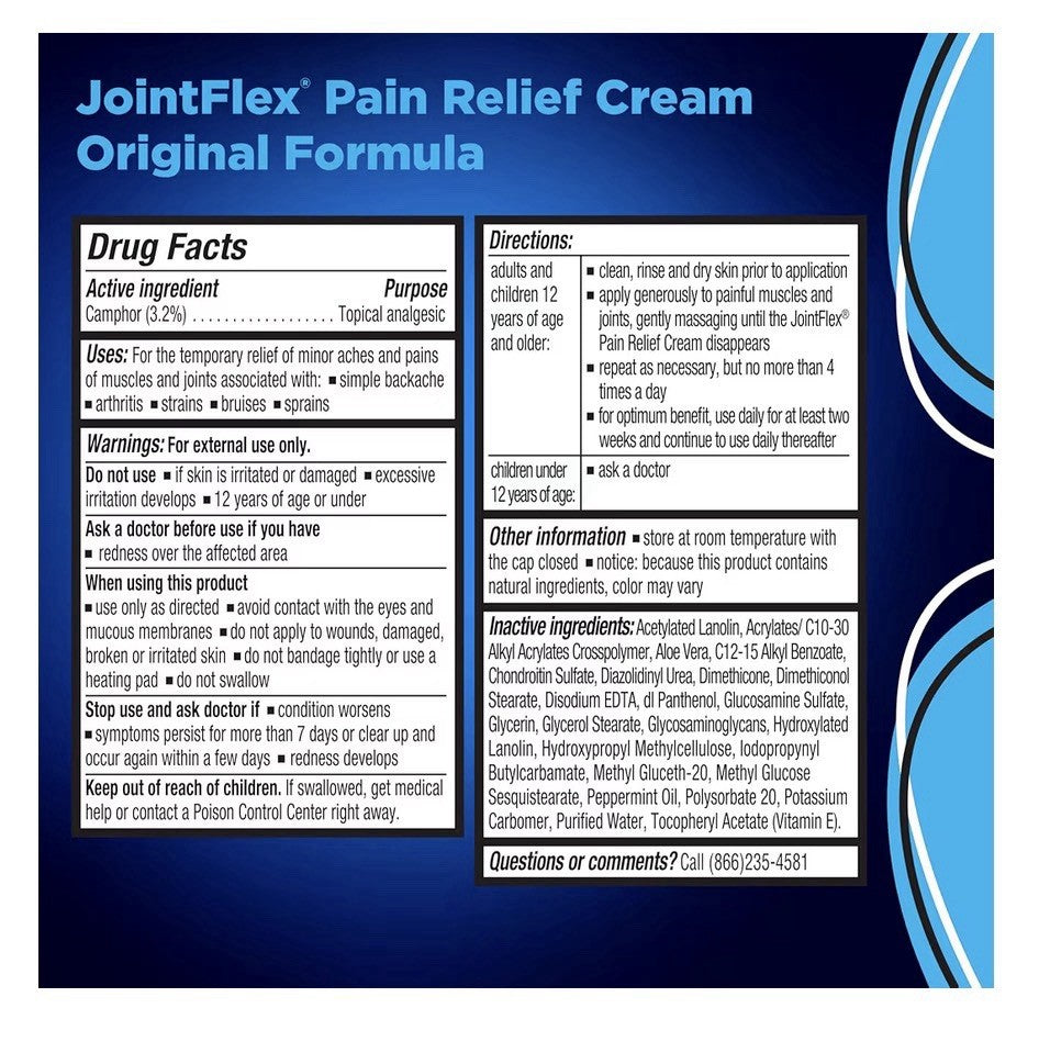 JointFlex Immediate Long Lasting Relief cream  Joints Arthritis Pain Relief 4oz