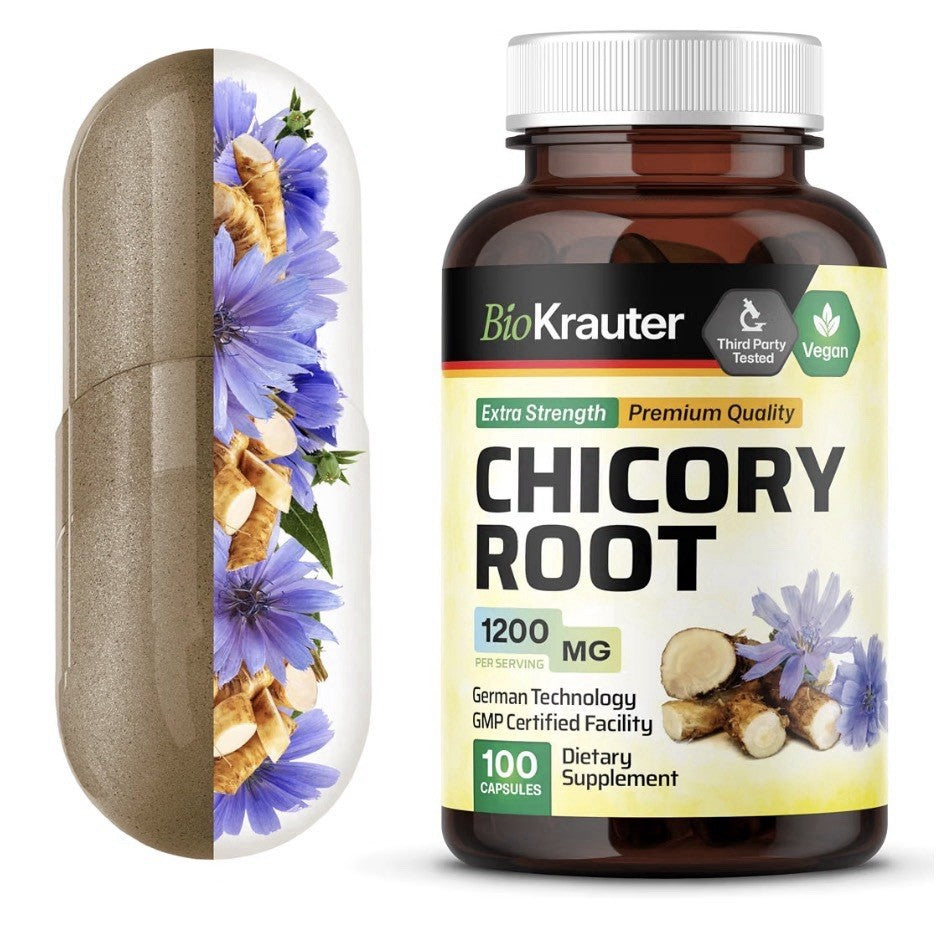 BIO KRAUTER Chicory Root Gut Digestive Support Prebiotic Fiber Supplement 100cap