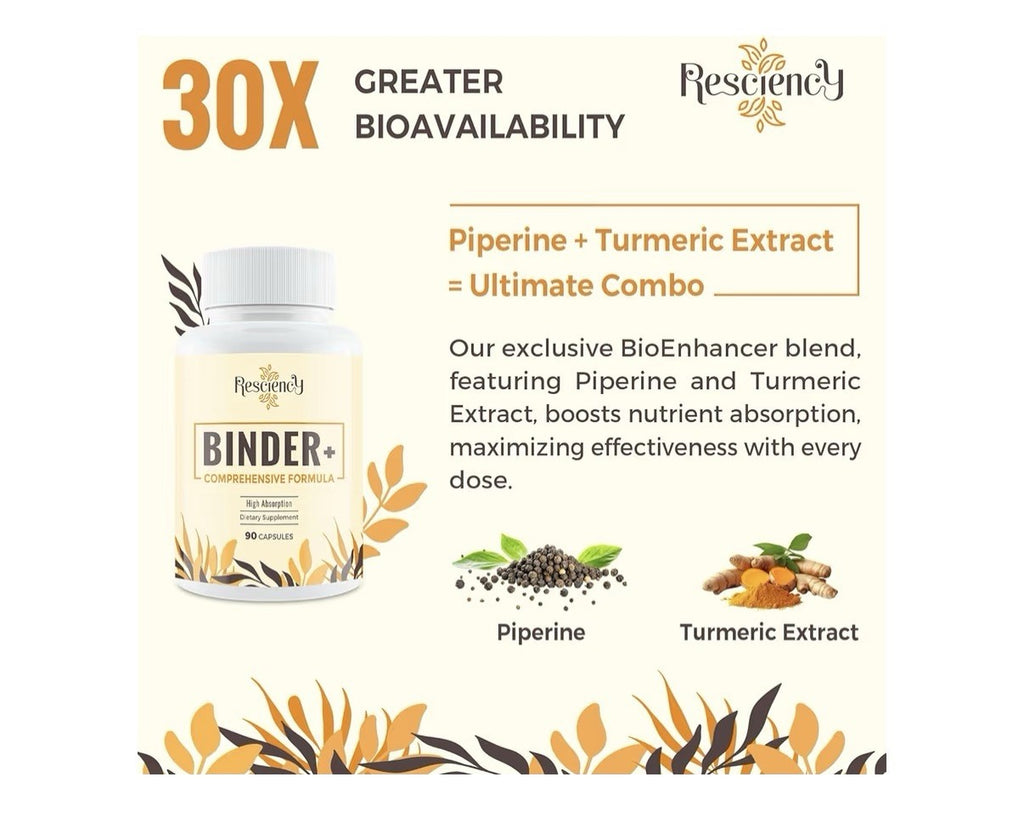Resciency Binder+ Comprehensive Formula Detox Supplement Liver Gut Health 90caps